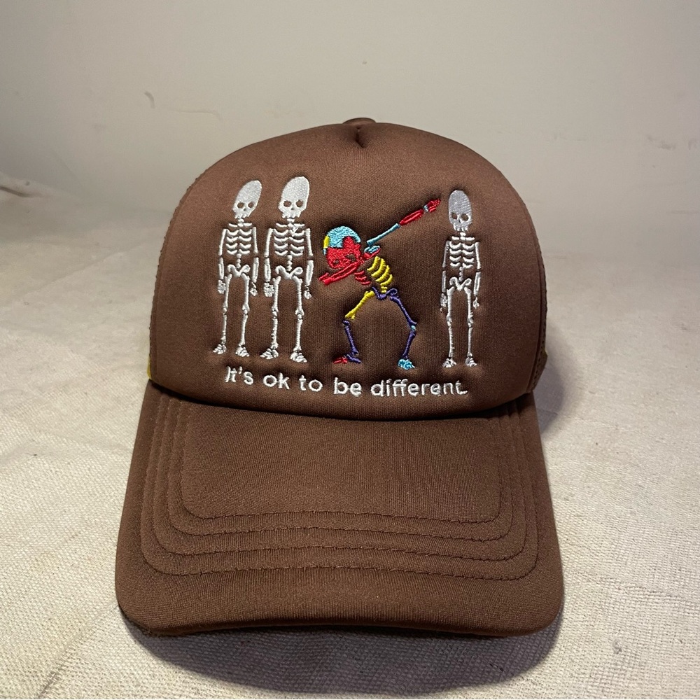 Brown Kids Cap with Skeleton Design